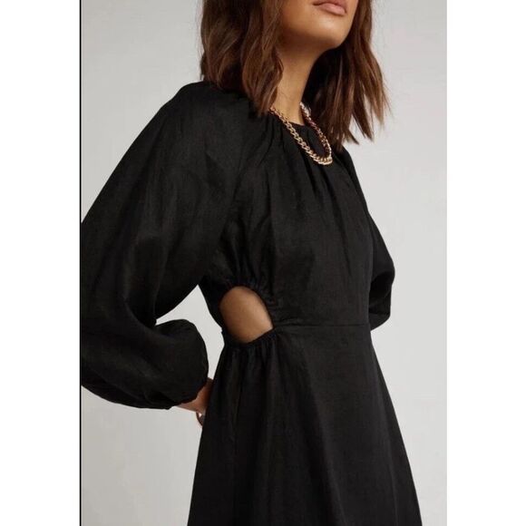 NWT DISSH black linen cut out mini dress, $188 - Picture 4 of 11